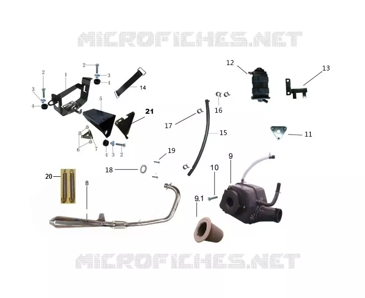 ECHAPPEMENT / BOITE A AIR / SUPPORT BATTERIE