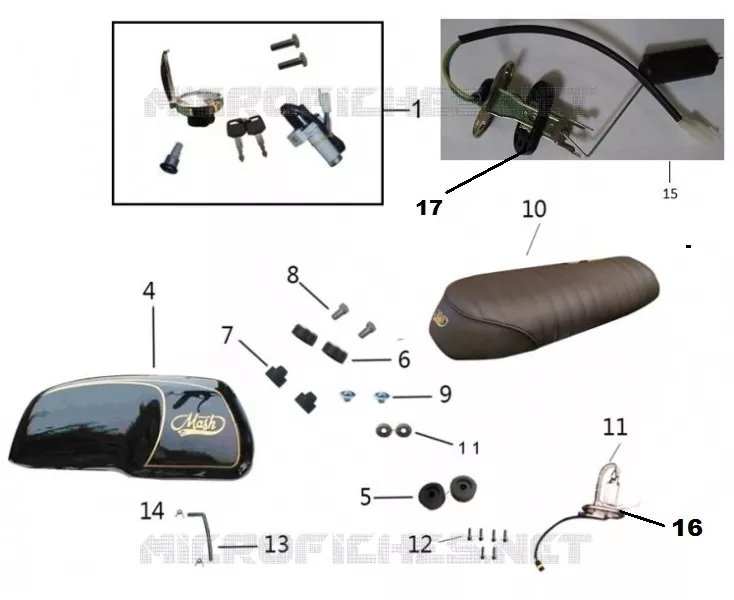 RESERVOIR / SELLE / KIT SERRURE