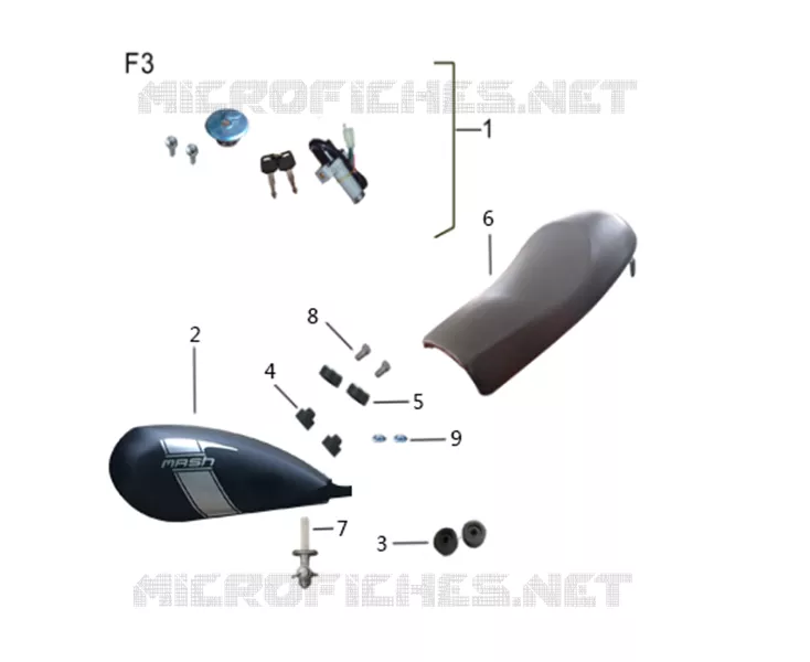 SELLE / RESERVOIR / KIT SERRURE