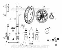 BRAS FOURCHE / ROUE / GARDE BOUE AVANT