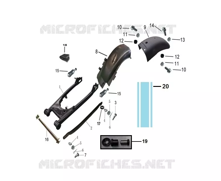 BRAS OSCILLANT / GARDE BOUE ARRIERE Mash MOTO 125 2015 CAFE RACER 125  CAFE RACER 125
